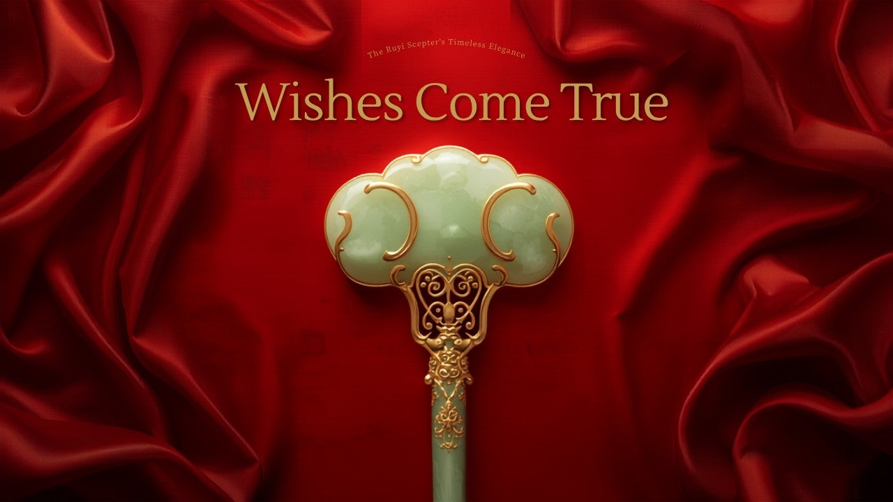 Jade and gold Ruyi scepter, symbol of wishes come true in Chinese culture