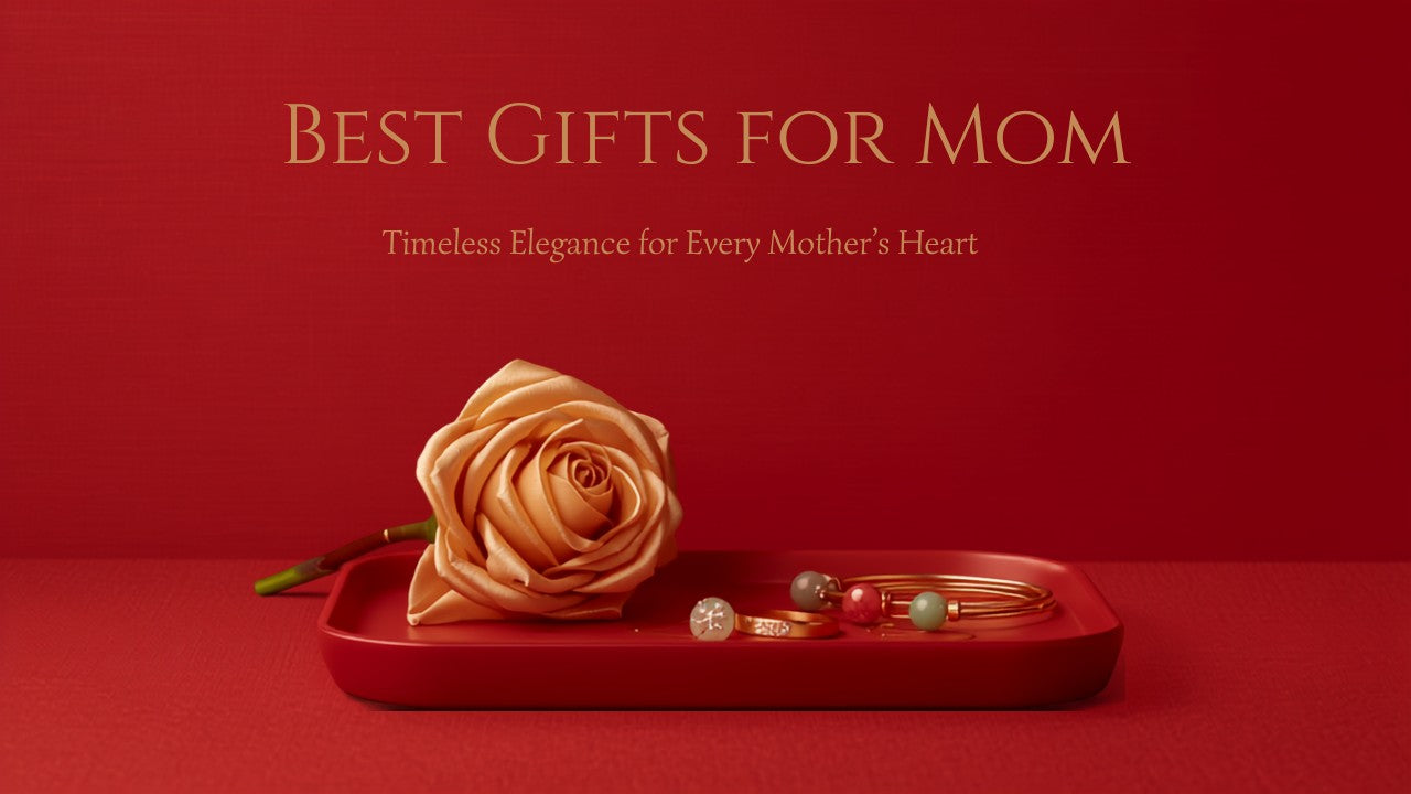 Elegant Chinese-inspired gift set for mother with gold rose bouquet and jewelry