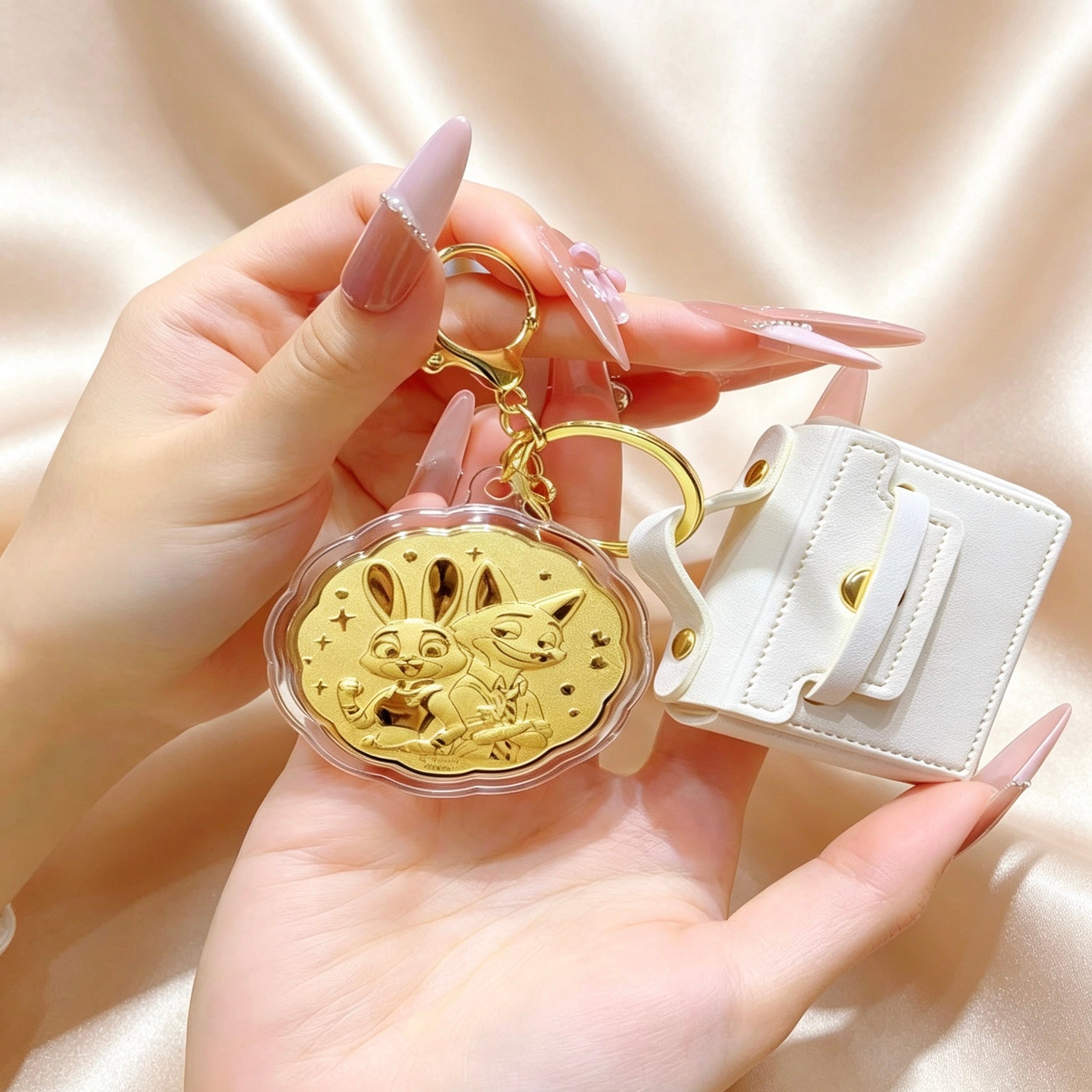 Lucky Year Keychain – Pure Gold 999 Cartoon Pendant