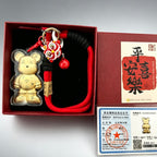 Gold Foil Kawaii Bear Charm Cute Keychain with Gift Box