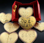 Gold Foil Heart Shape Blessing Romantic Gift with Gift Box