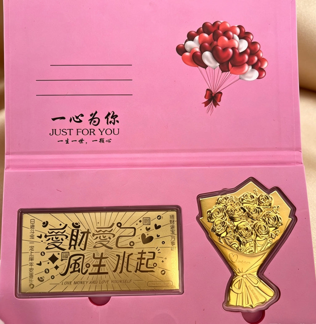 Gold Foil Rose Bouquet Anniversary Luxury Flower Gift Set