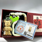 Gold Foil Kawaii Bear Charm Cute Keychain with Gift Box