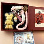Gold Foil Kawaii Bear Charm Cute Keychain with Gift Box
