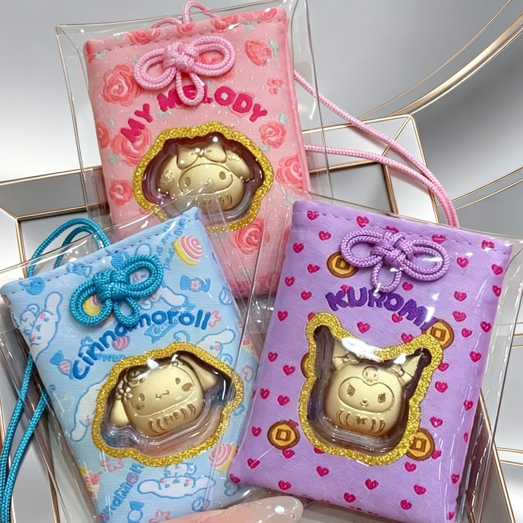 Gold Foil Cute Cartoon Keychain