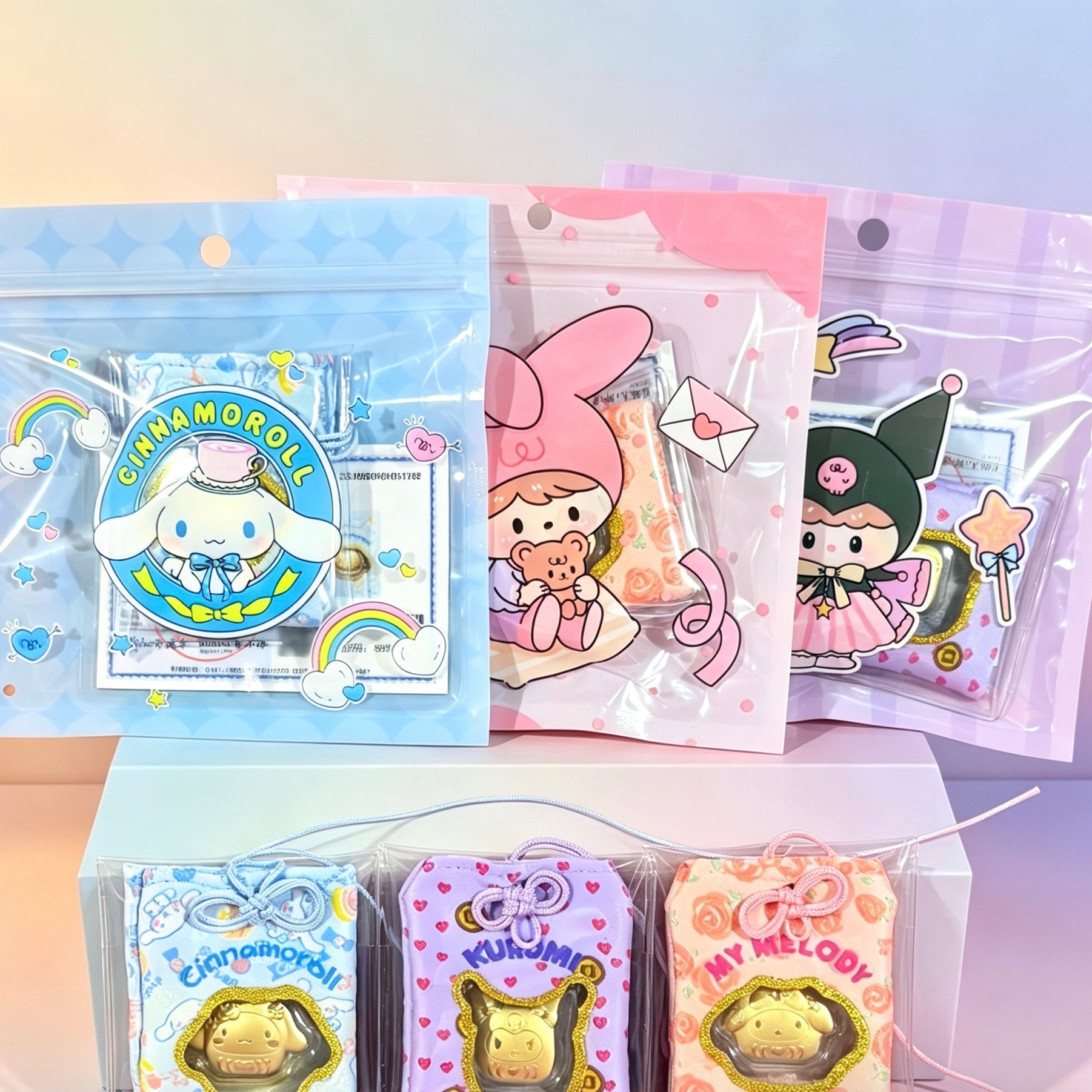 Gold Foil Cute Cartoon Keychain