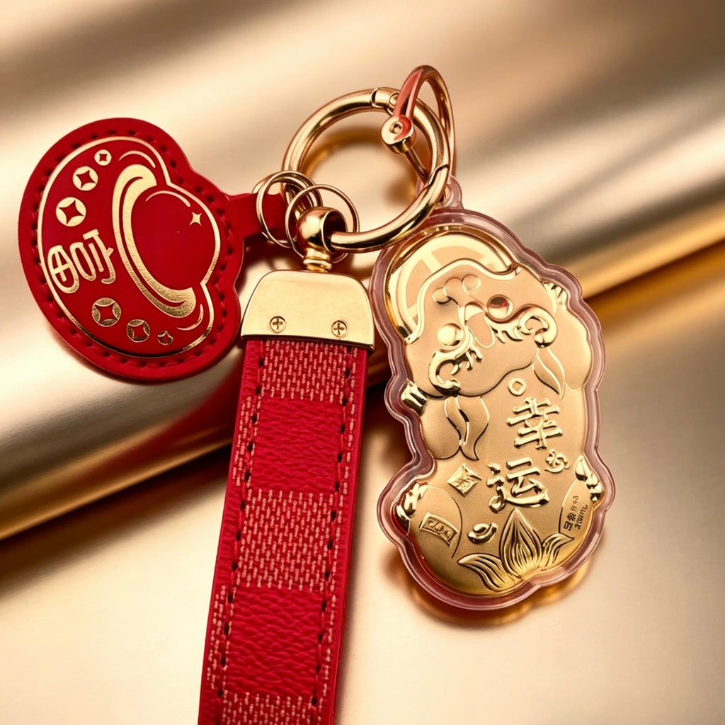Gold Foil Feng Shui Pixiu Lucky Keychain