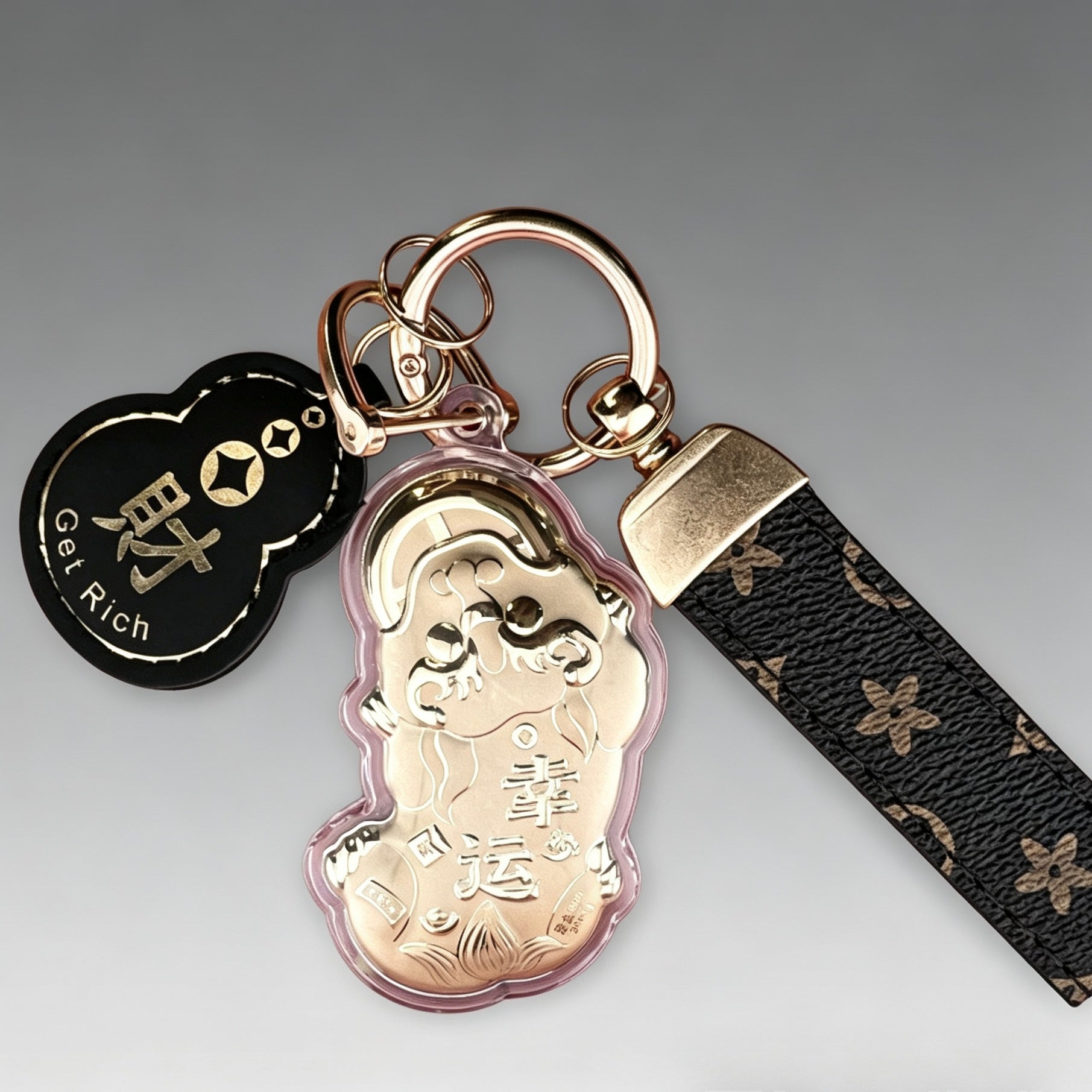 Gold Foil Feng Shui Pixiu Lucky Keychain