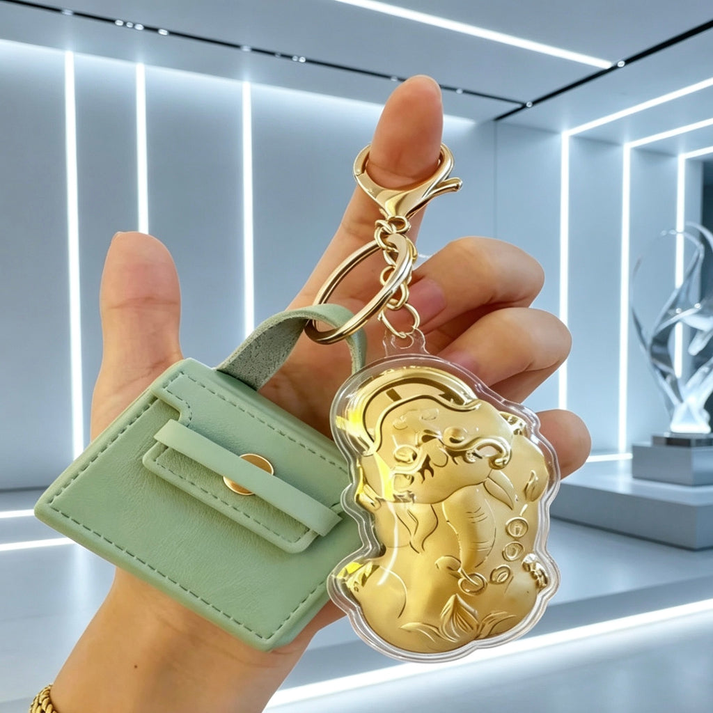Gold Foil Feng Shui Pixiu Lucky Keychain