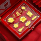 Luxury Classical Gold Medal Eight Treasures Design Collectible Gift Plaque with Wooden Box