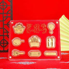 Luxury Classical Gold Medal Eight Treasures Design Collectible Gift Plaque with Wooden Box