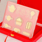Luxury Classical Gold Medal Eight Treasures Design Collectible Gift Plaque with Wooden Box