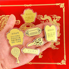 Luxury Classical Gold Medal Eight Treasures Design Collectible Gift Plaque with Wooden Box