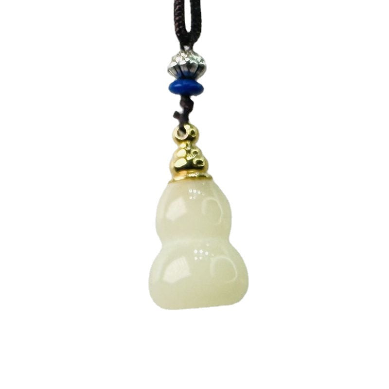 Lucky Wealth Hulu Protection Jade Gourd Pendant Necklace