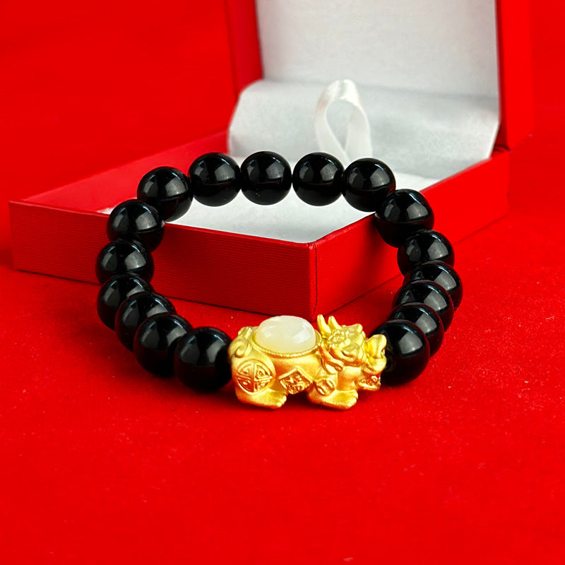 Pixiu White Jade Bracelet Lucky Wealth Prosperity Bead