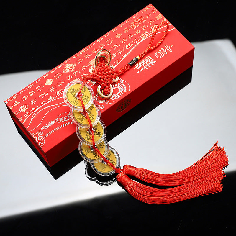 Lucky Five Emperor Coins Pendant – Wealth & Protection Charm