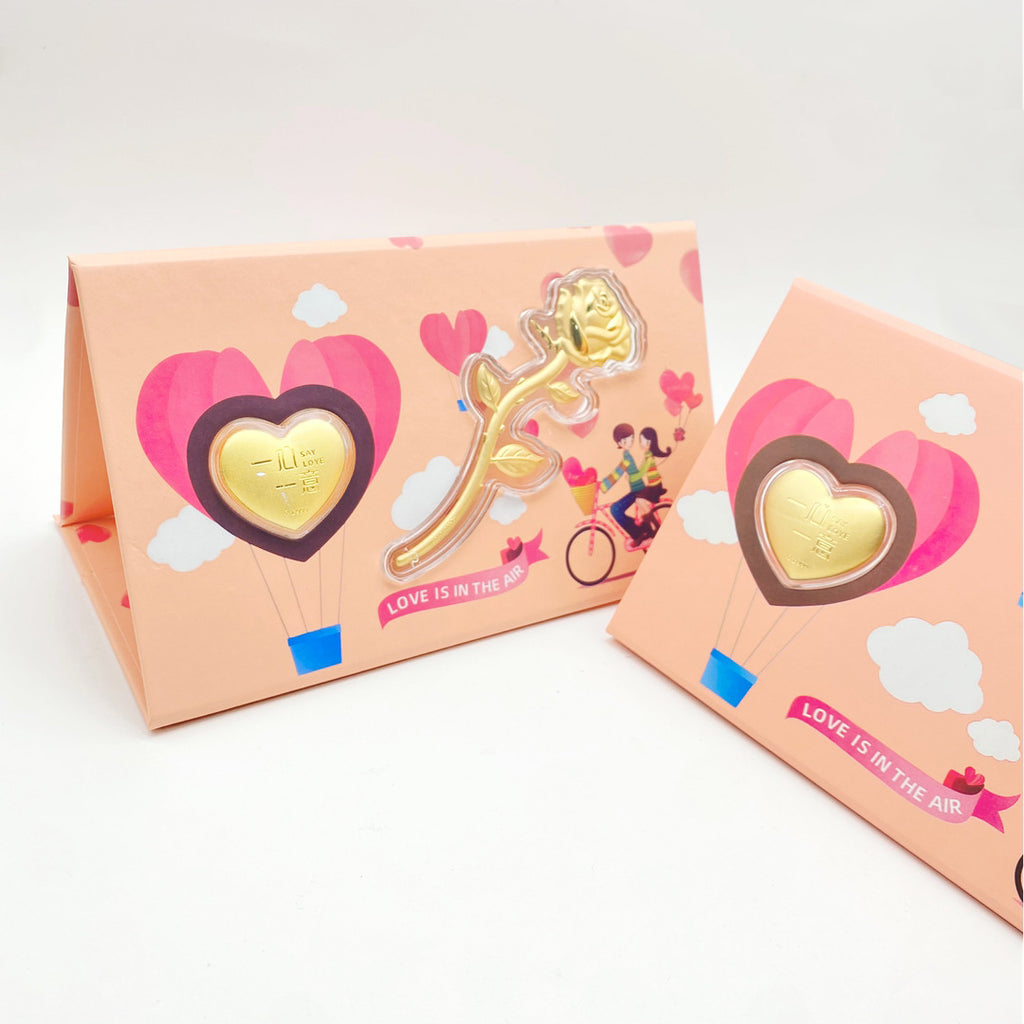 Romantic Love Gift Set – Elegant Gold Rose & Love Ornament