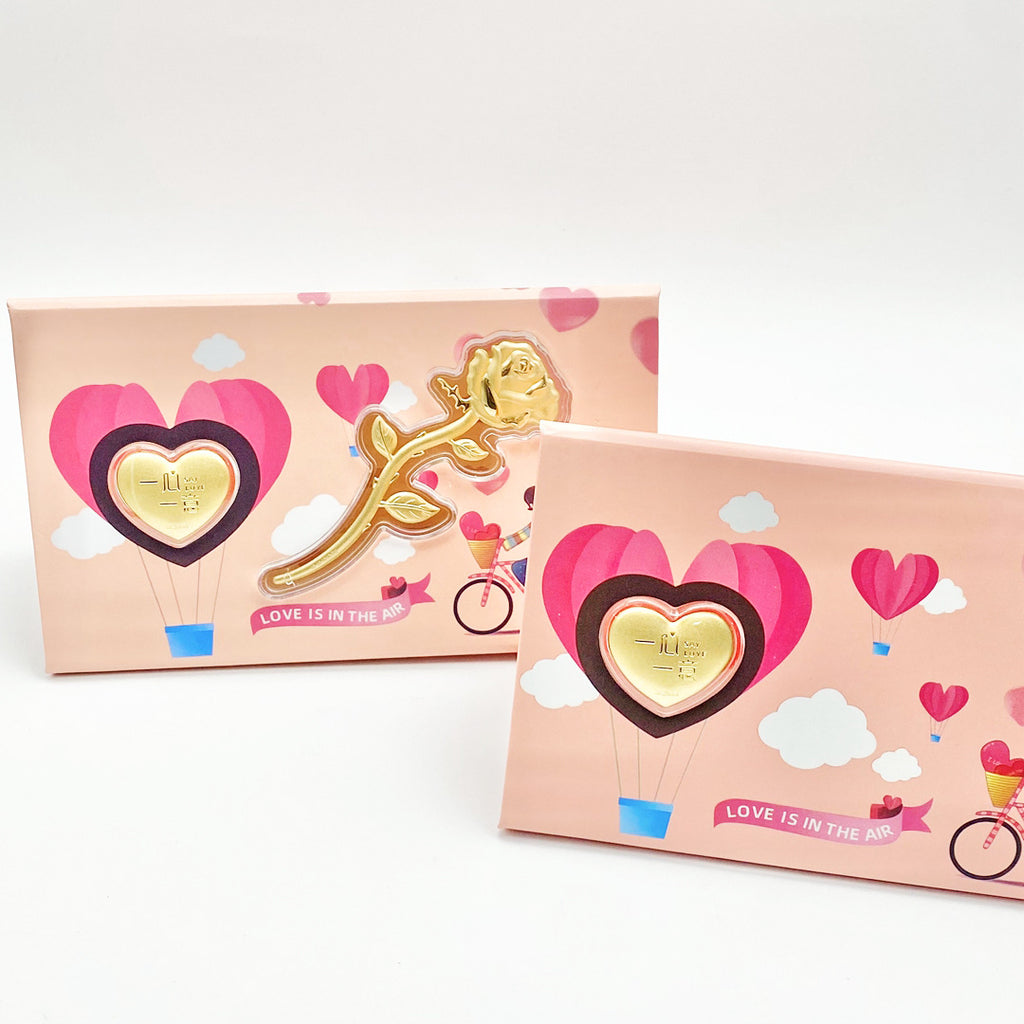 Romantic Love Gift Set – Elegant Gold Rose & Love Ornament