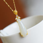 White Jade Fu Bean Necklace – Luck & Blessing Charm