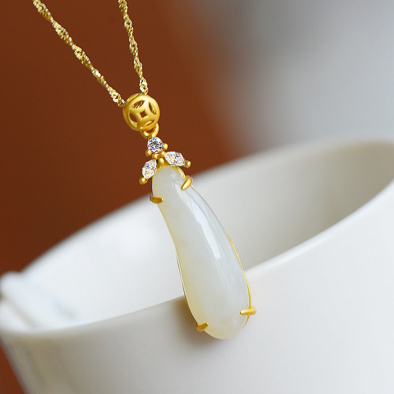 White Jade Fu Bean Necklace – Luck & Blessing Charm
