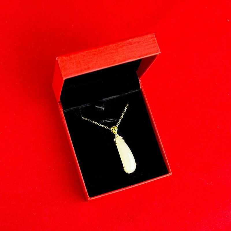 White Jade Fu Bean Necklace – Luck & Blessing Charm