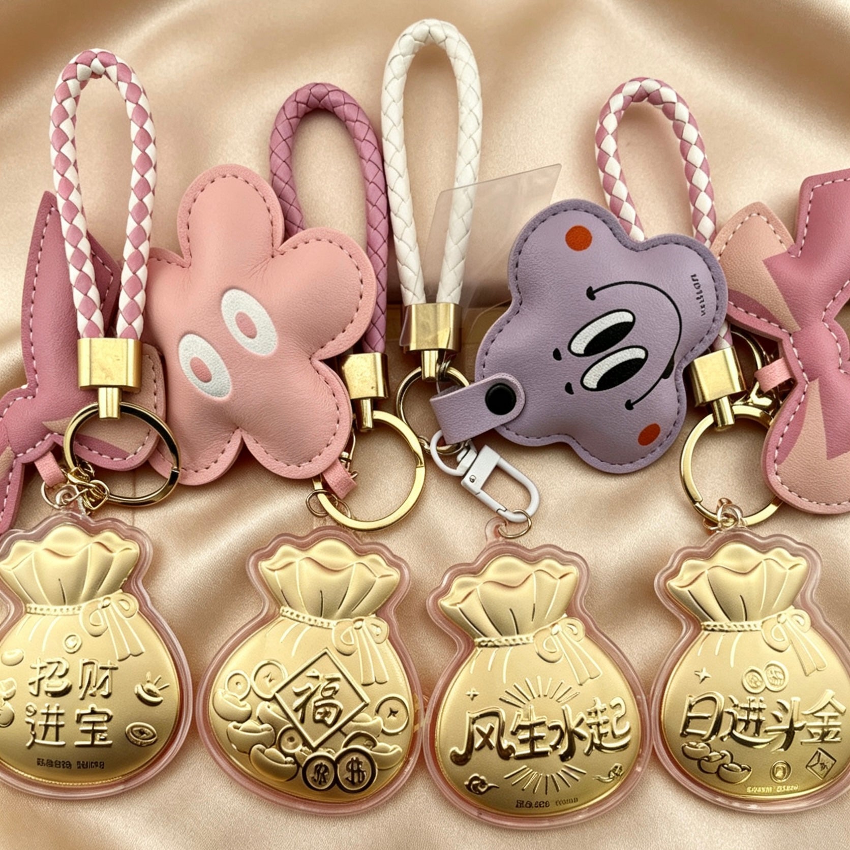 Lucky Fortune Phone Charm – Floral Prosperity Keychain