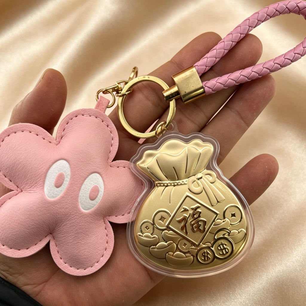 Lucky Fortune Phone Charm – Floral Prosperity Keychain