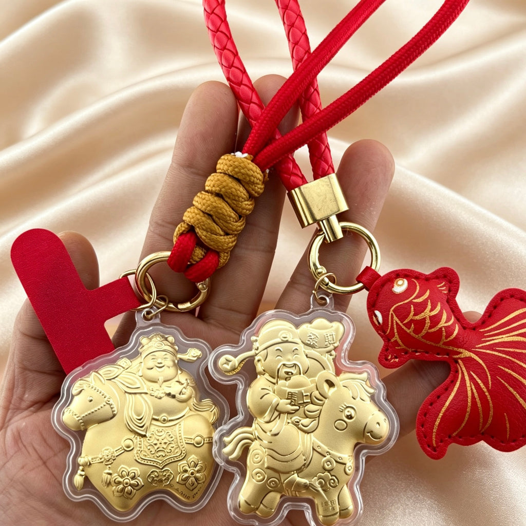 Instant Wealth God Keychain – Prosperity & Fortune Pendant