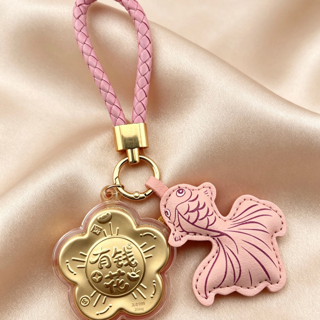 Four-Leaf Clover Wealth Keychain – Lucky Fortune Pendant