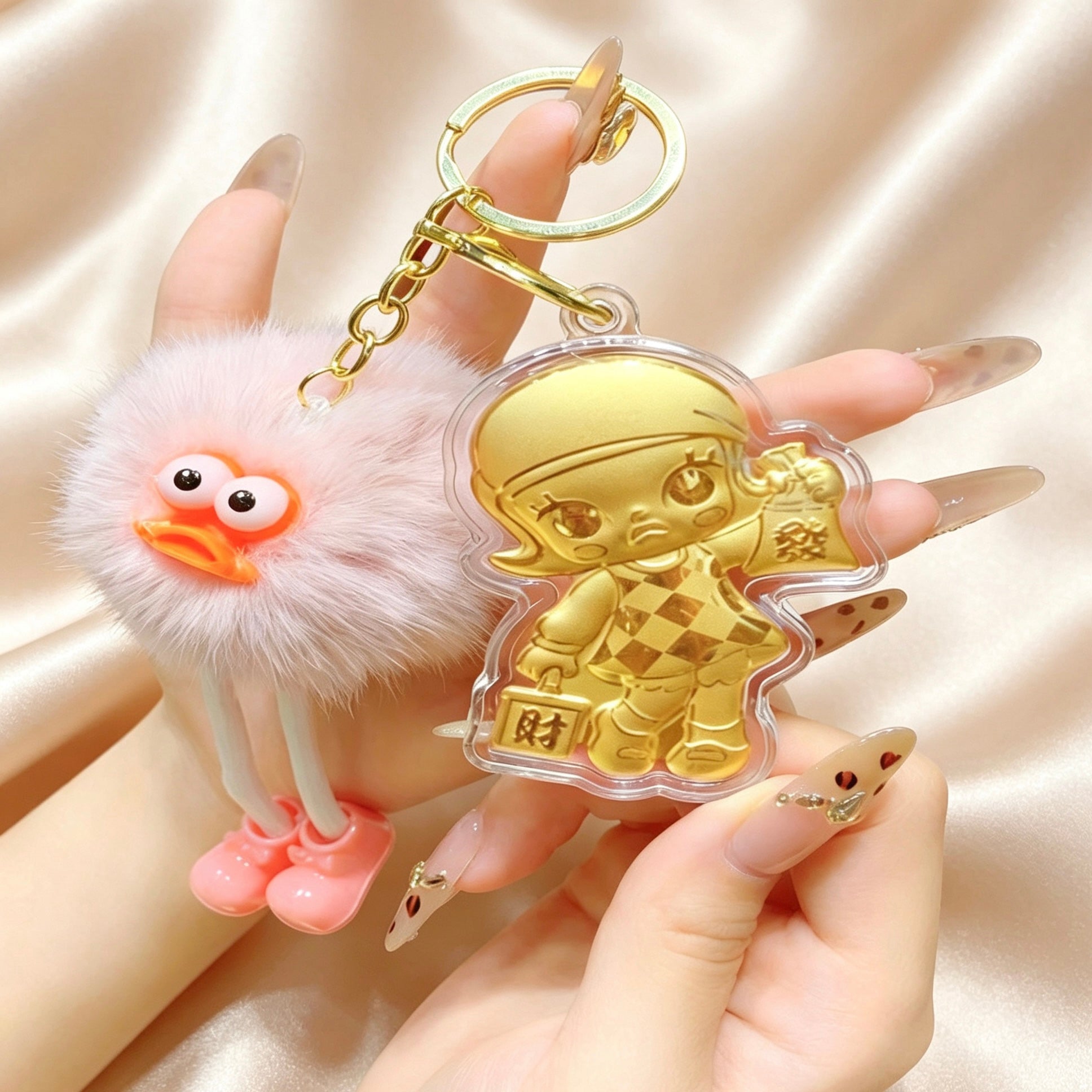 Cartoon Phone Charm Keychain – Cute Lucky Pendant Collection