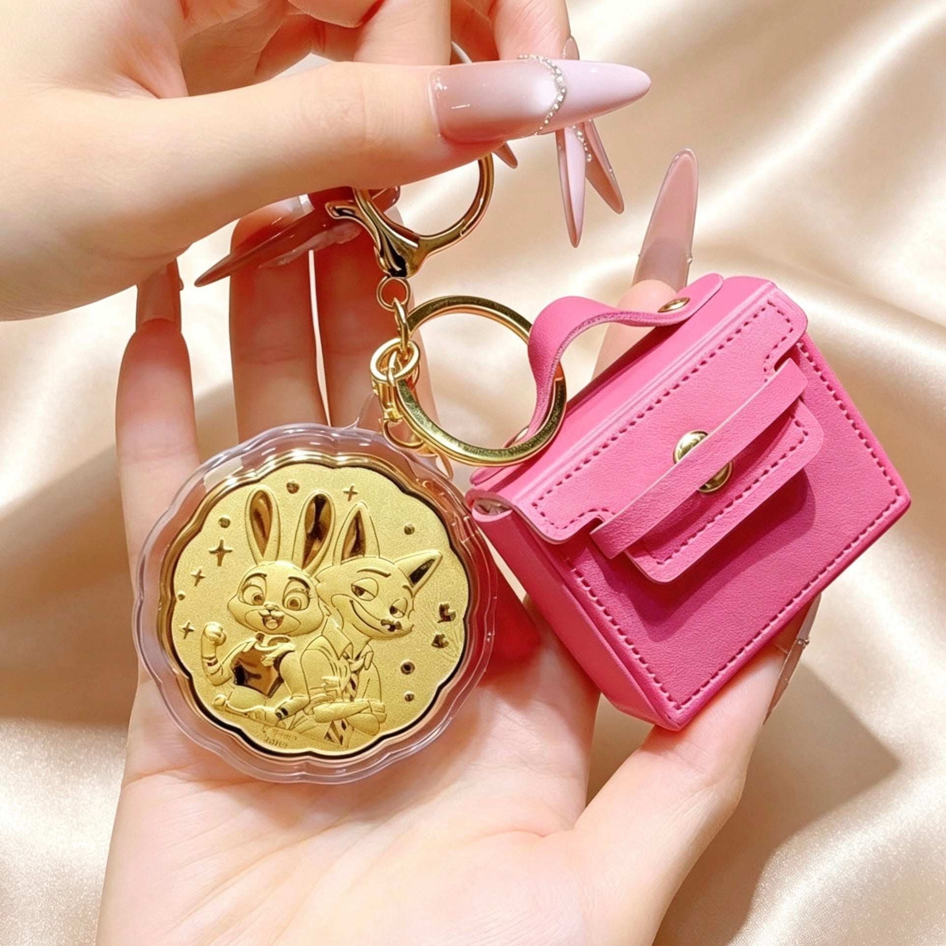 Lucky Year Keychain – Pure Gold 999 Cartoon Pendant