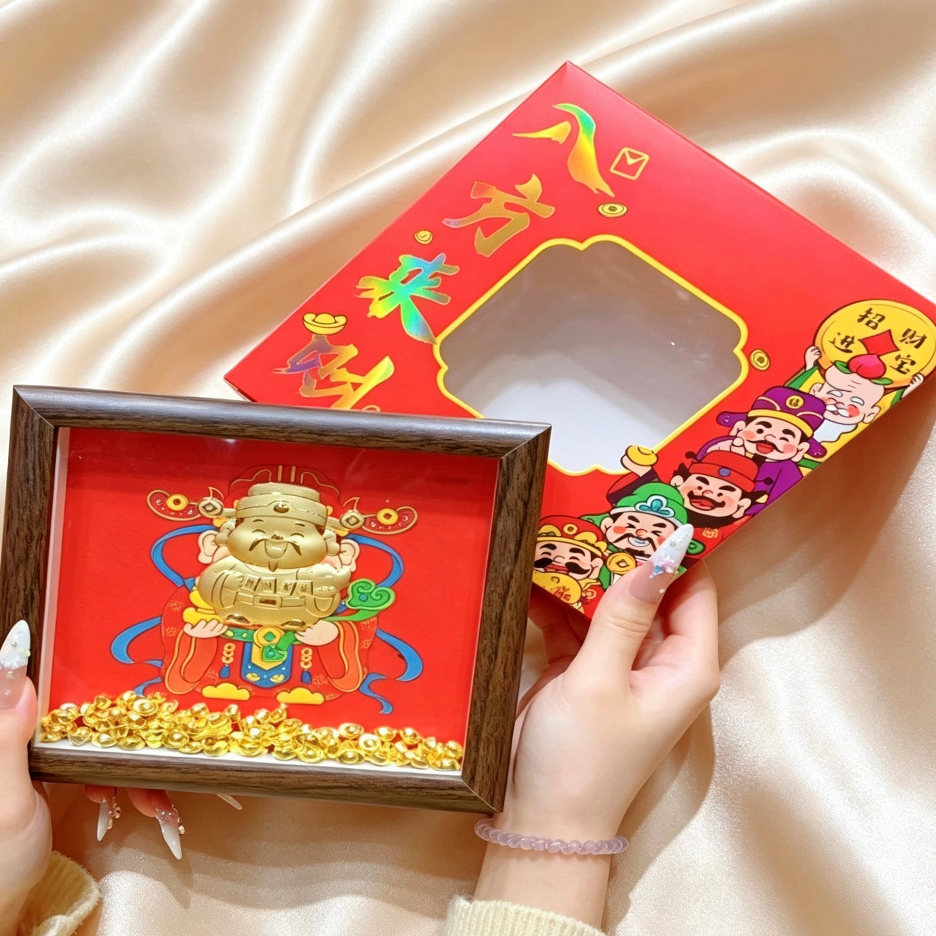 Gold Foil God of Wealth Ornament – Feng Shui Display Decor