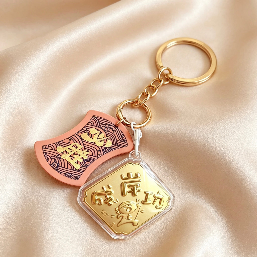 Gold List Success Keychain – Lucky Exam Blessing Charm
