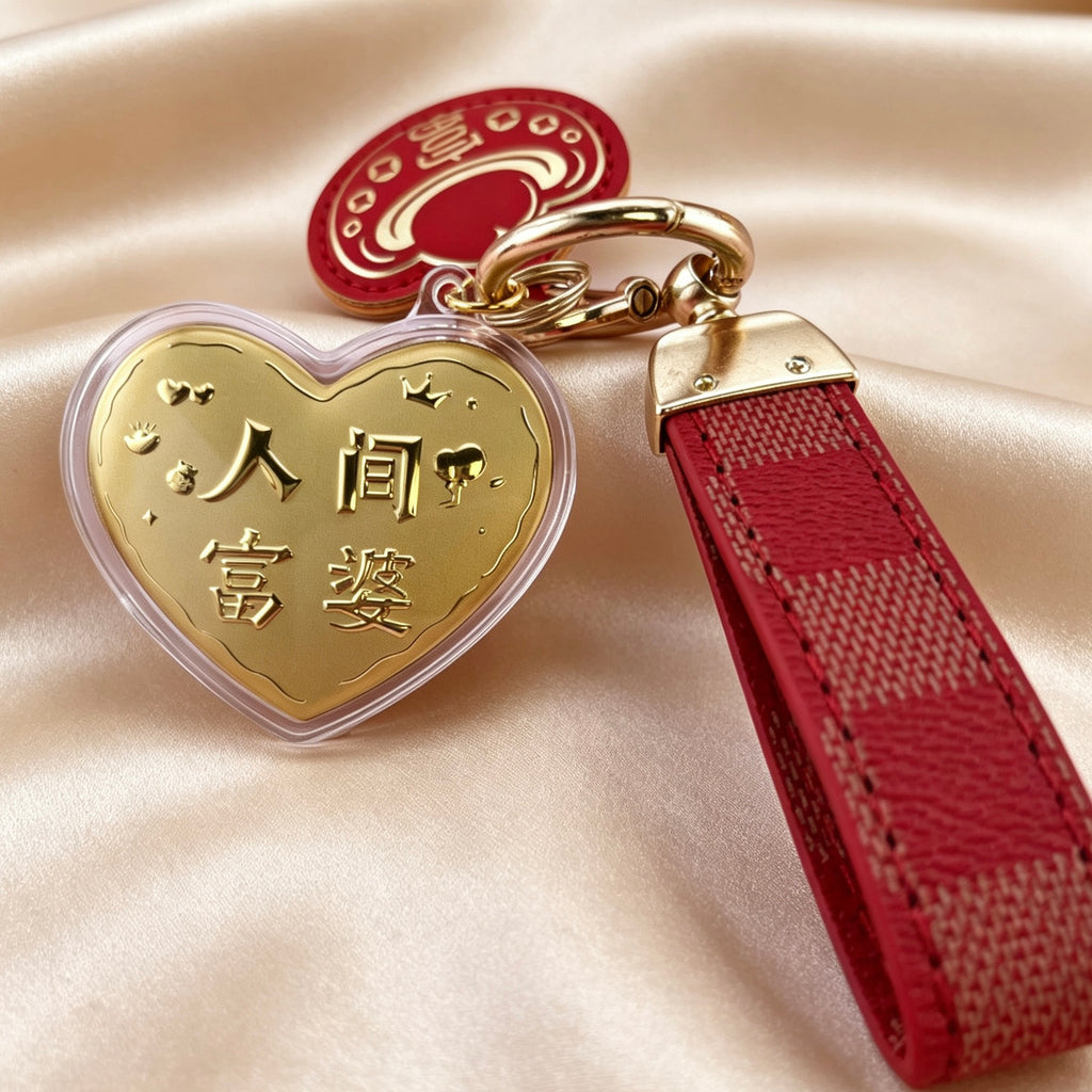 Lucky Fortune Love Keychain – Pure Gold Prosperity Charm