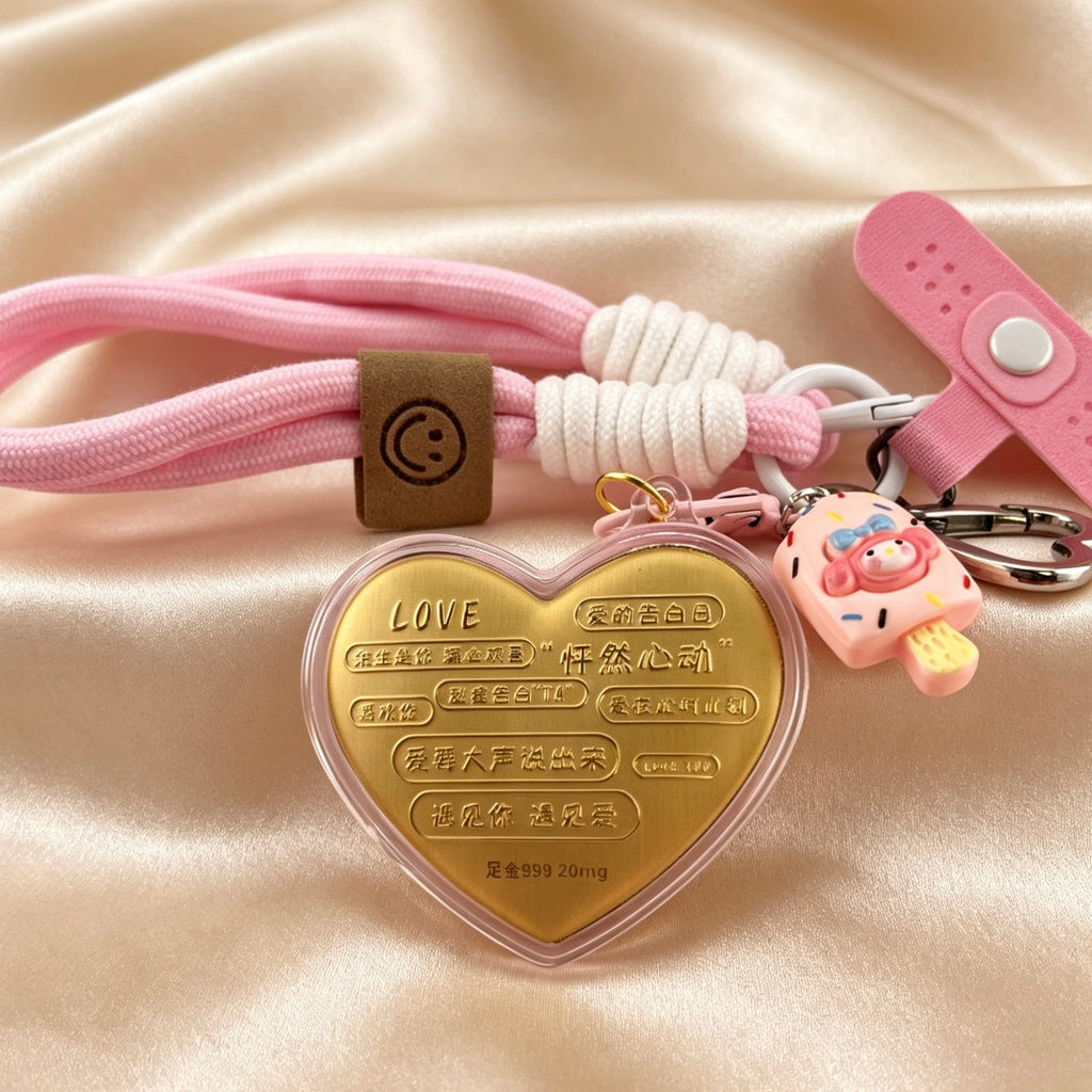 Lucky Fortune Love Keychain – Pure Gold Prosperity Charm