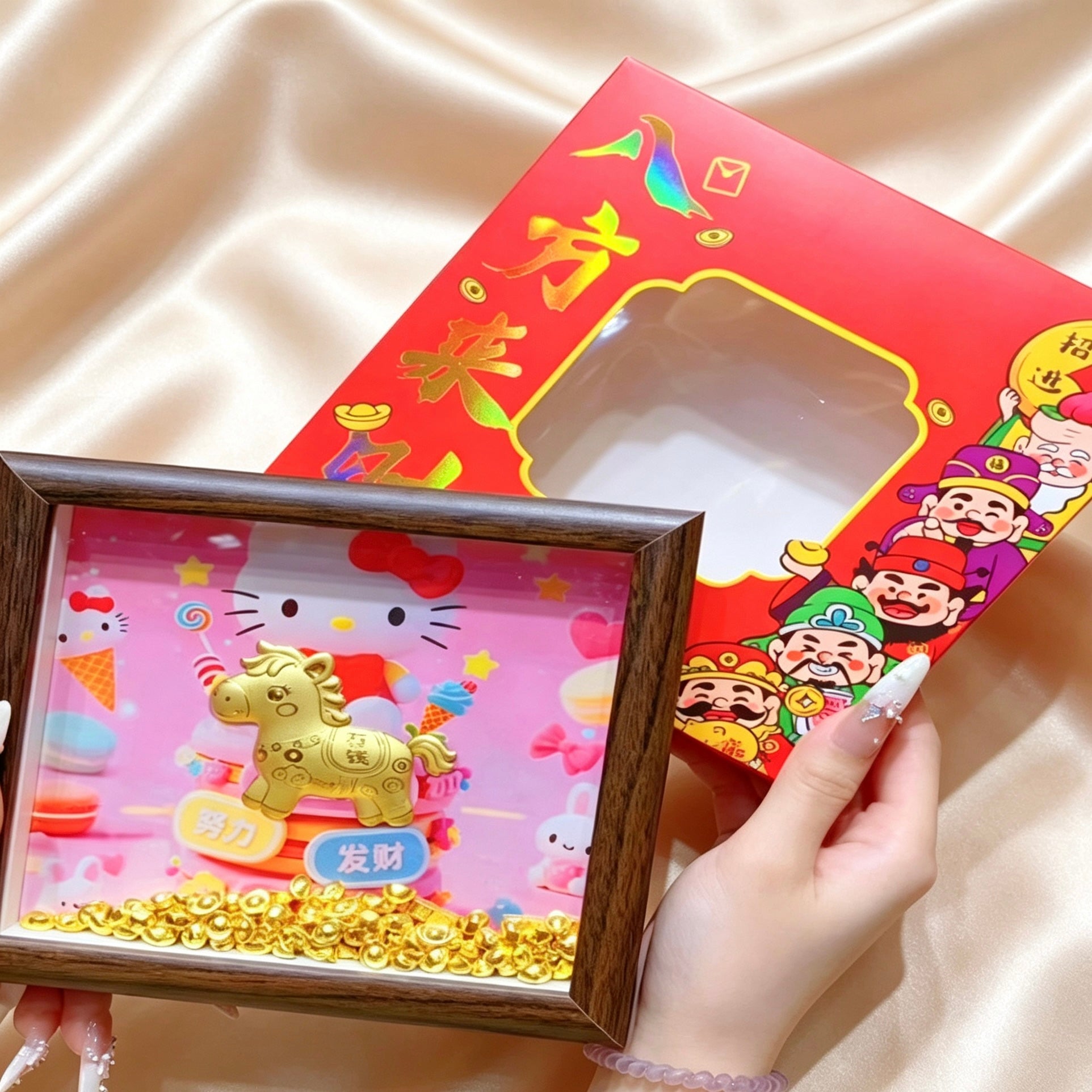 Gold Foil God of Wealth Ornament – Feng Shui Display Decor