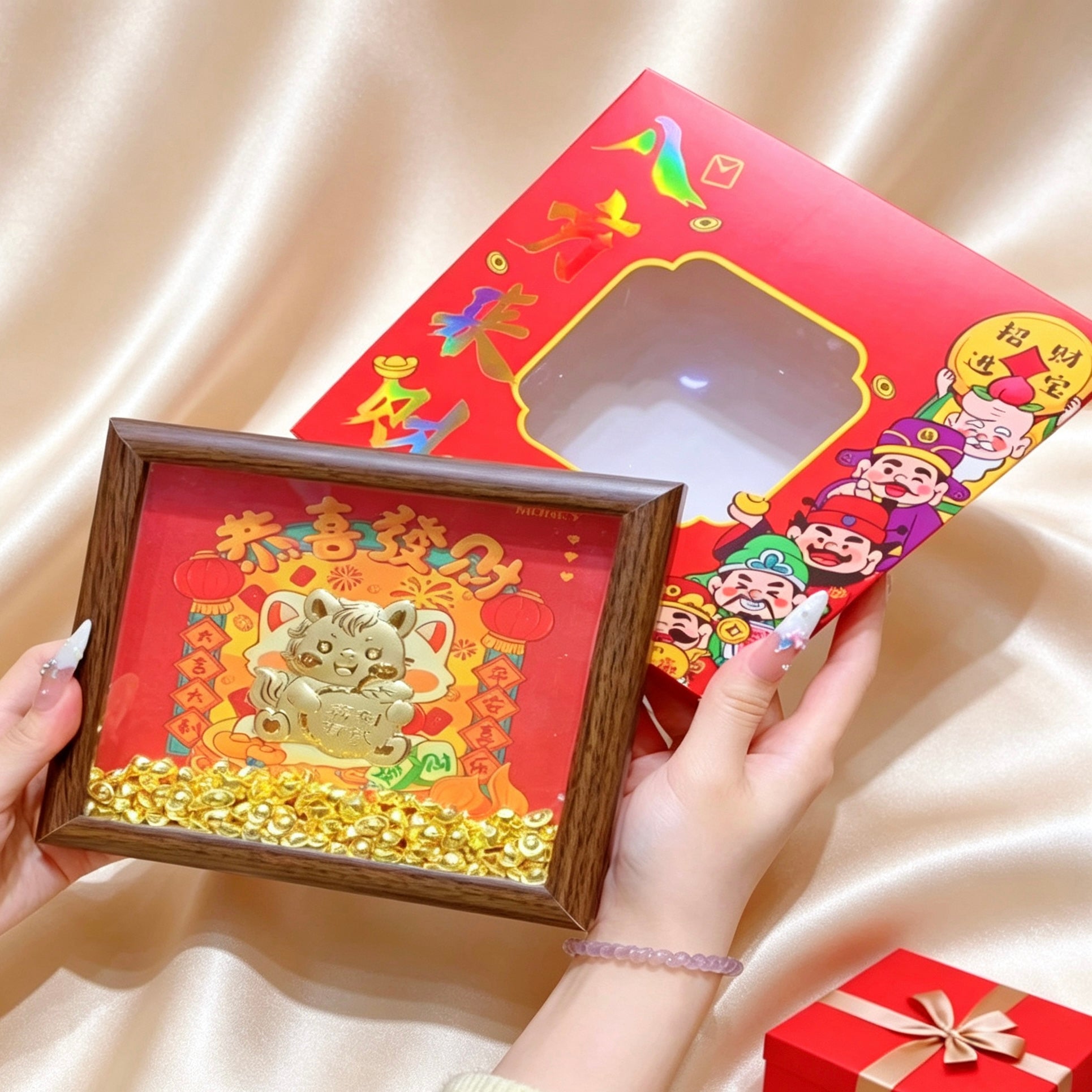 Gold Foil God of Wealth Ornament – Feng Shui Display Decor