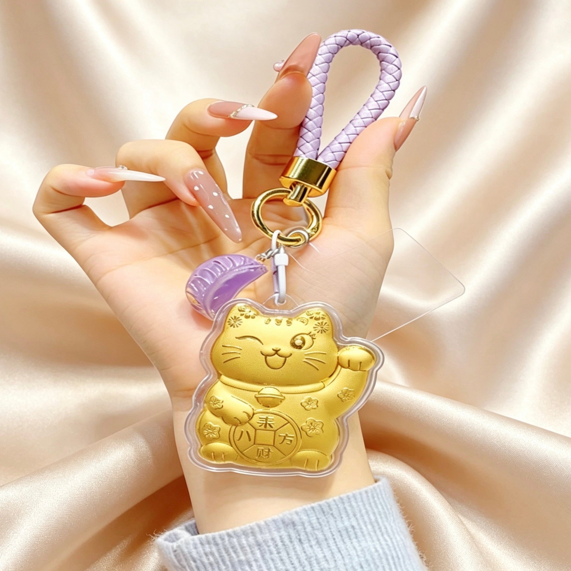 Lucky Maneki Neko Keychain – Wealth & Fortune Charm