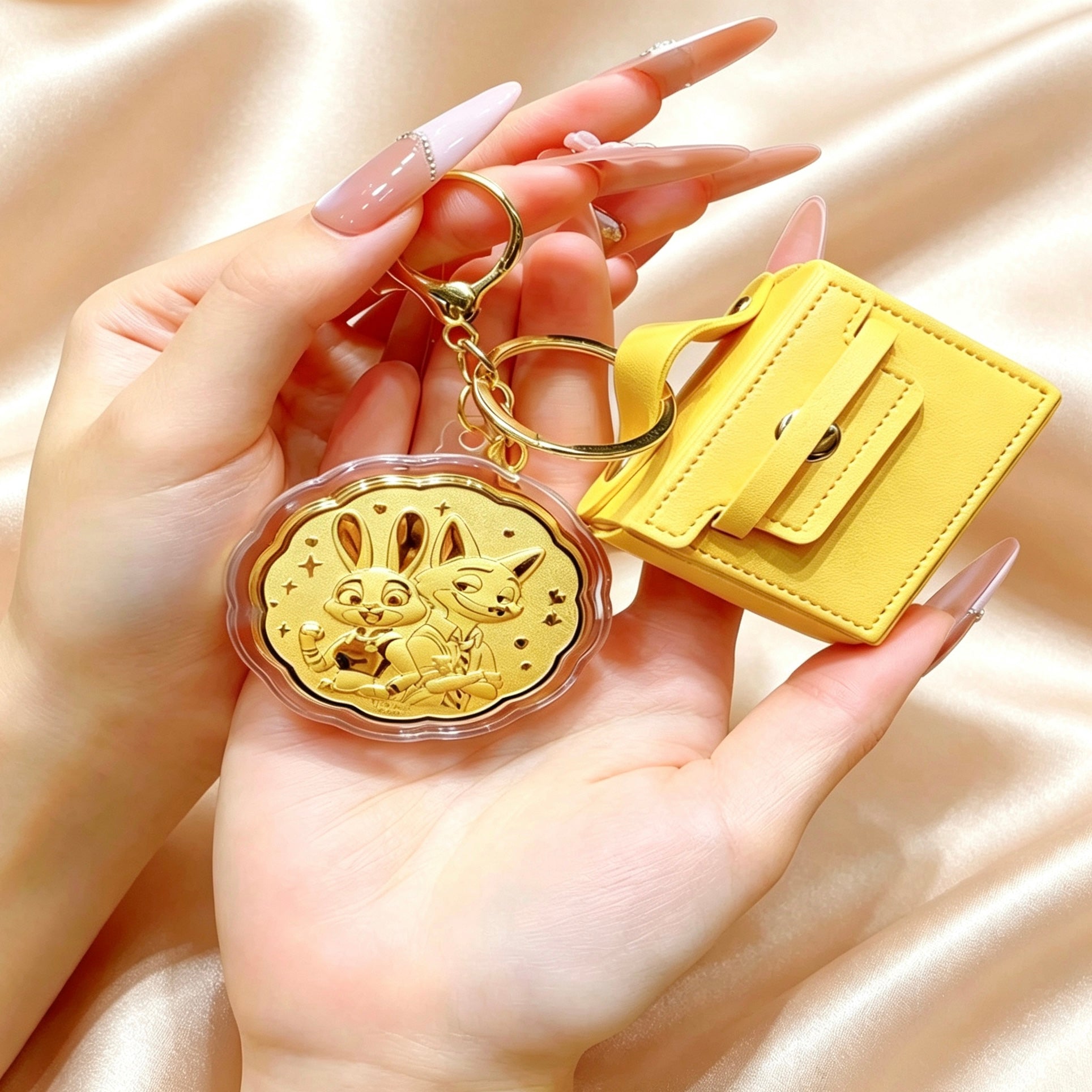 Lucky Year Keychain – Pure Gold 999 Cartoon Pendant