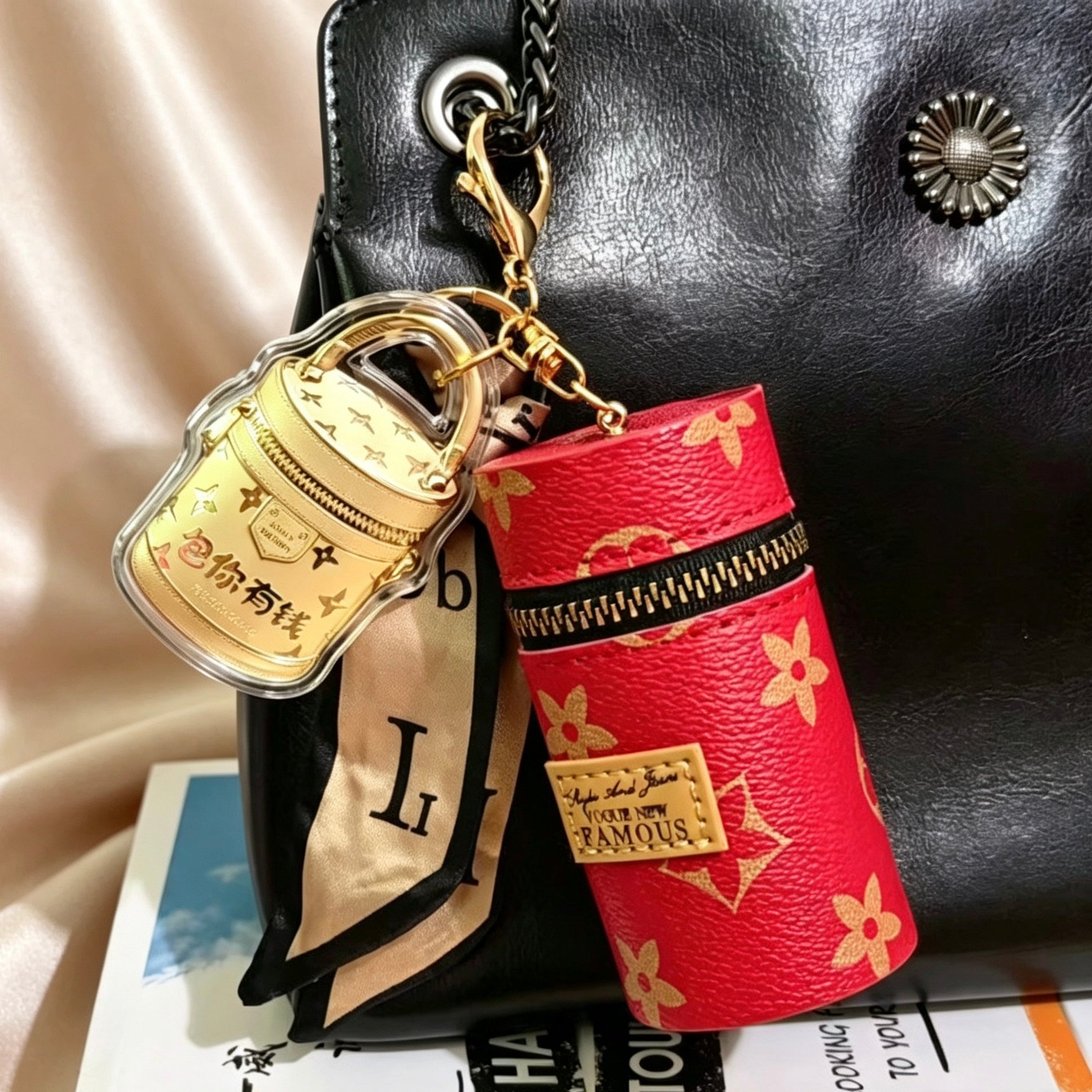 Lucky Wealth Bucket Bag Keychain – Pure Gold Prosperity Charm