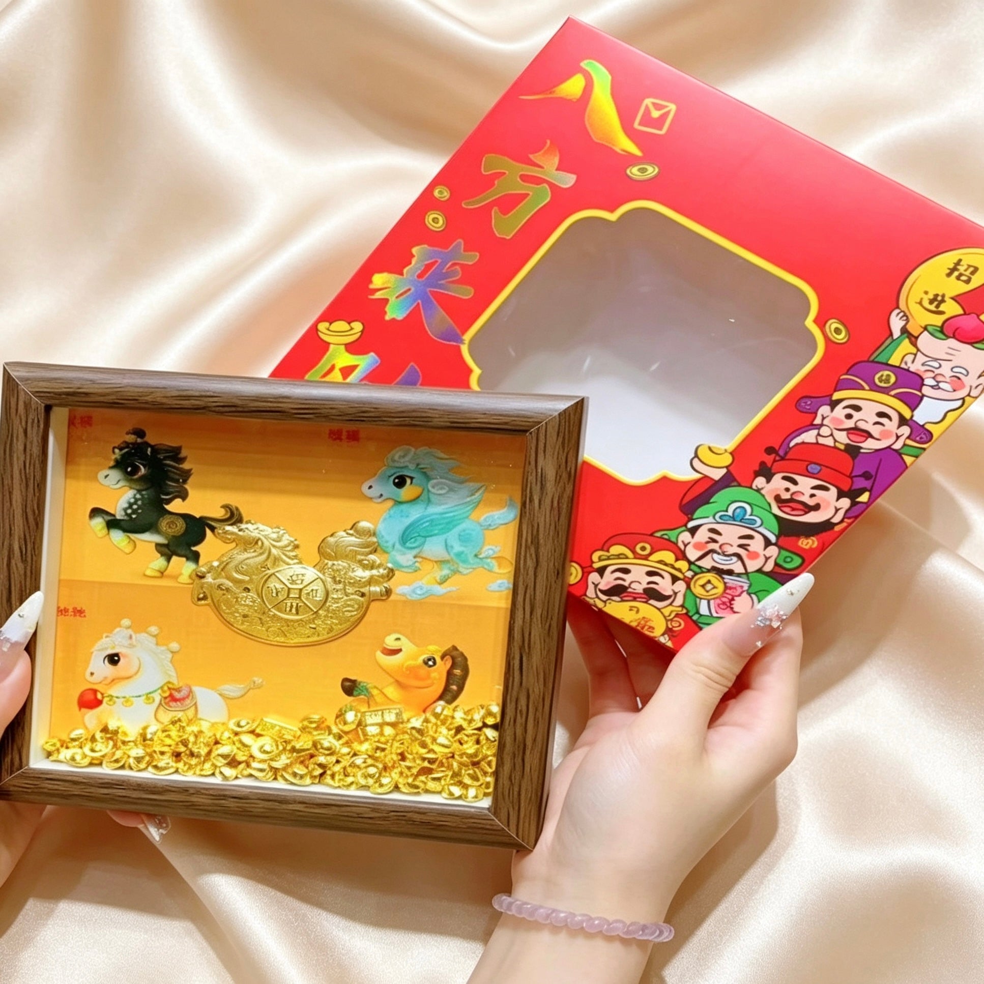 Gold Foil God of Wealth Ornament – Feng Shui Display Decor