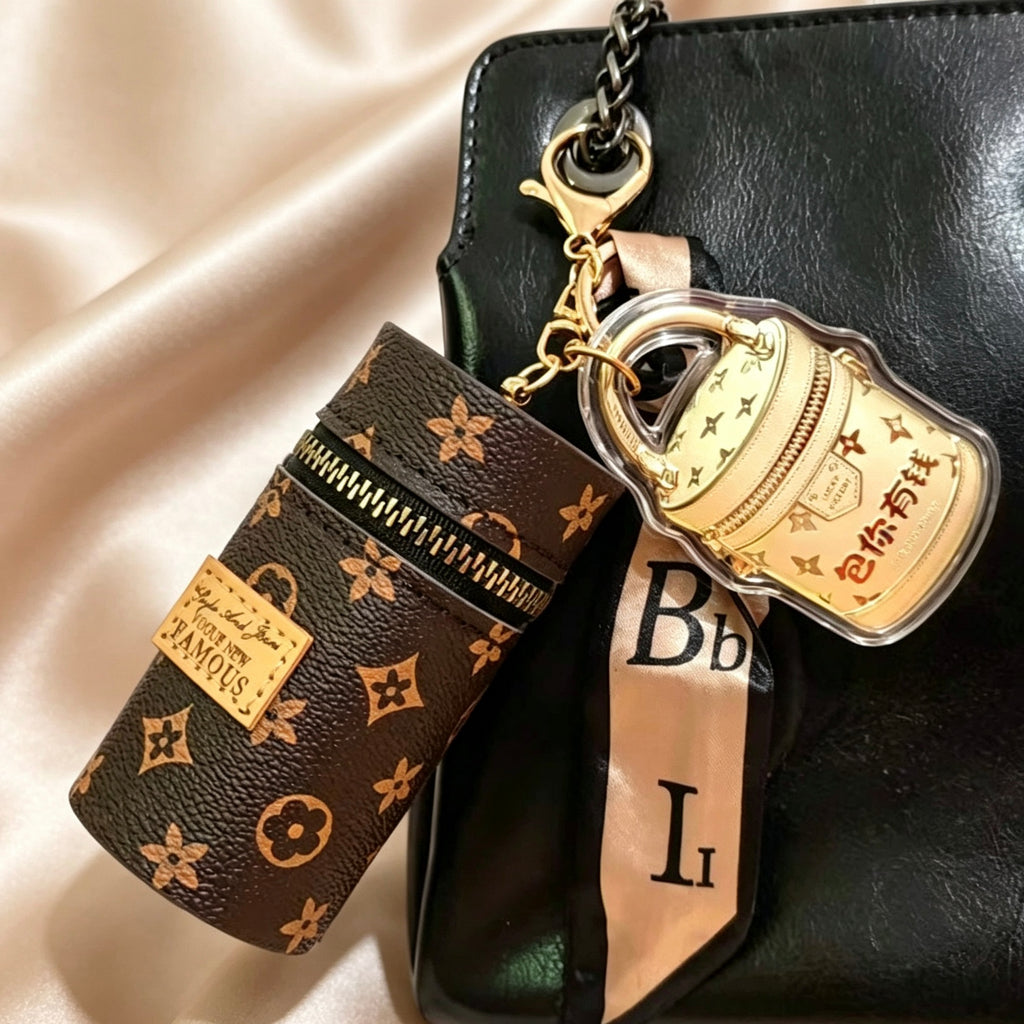Lucky Wealth Bucket Bag Keychain – Pure Gold Prosperity Charm