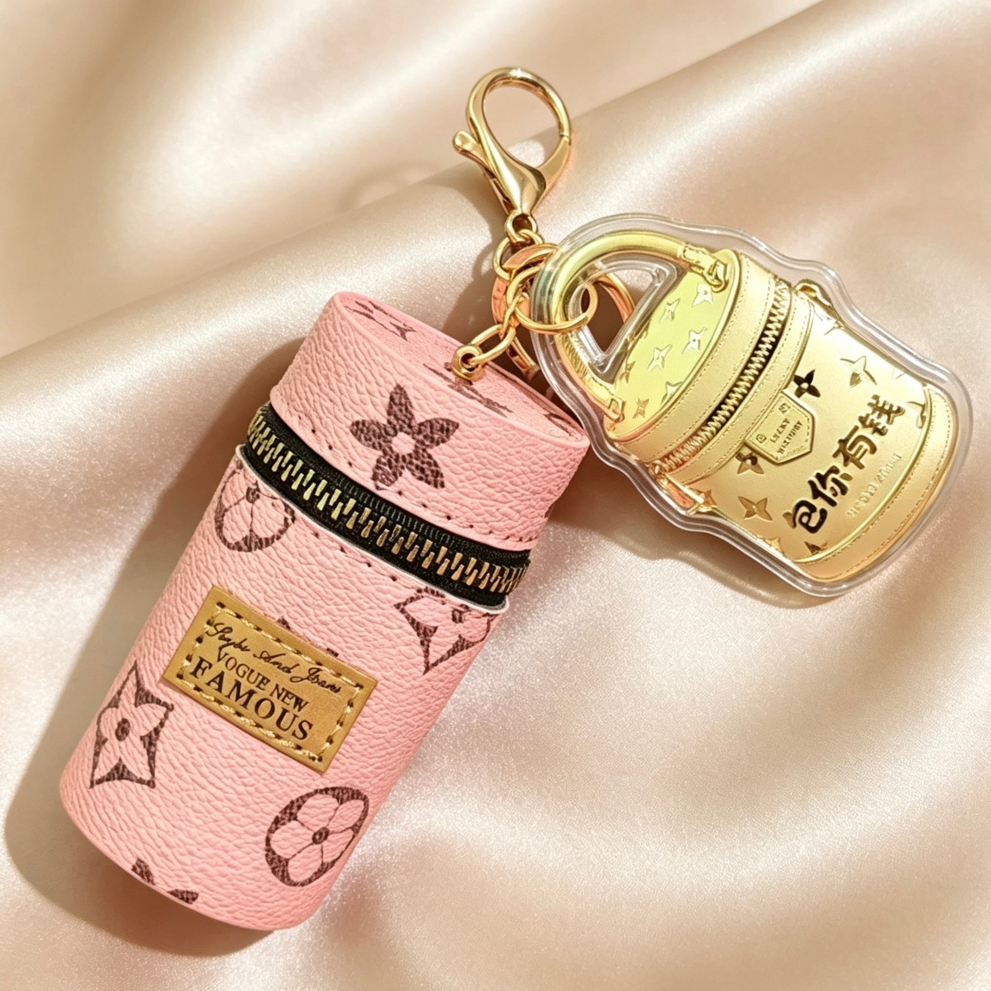 Lucky Wealth Bucket Bag Keychain – Pure Gold Prosperity Charm