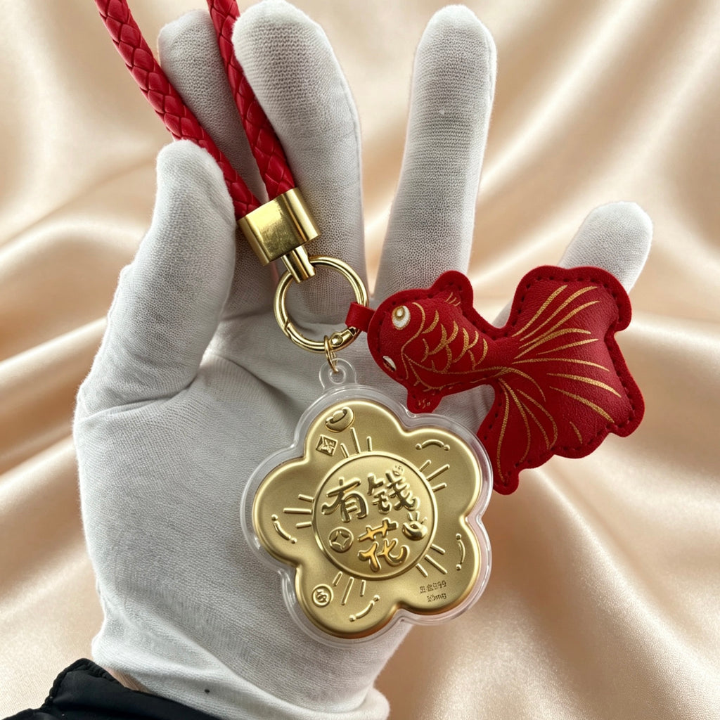 Four-Leaf Clover Wealth Keychain – Lucky Fortune Pendant