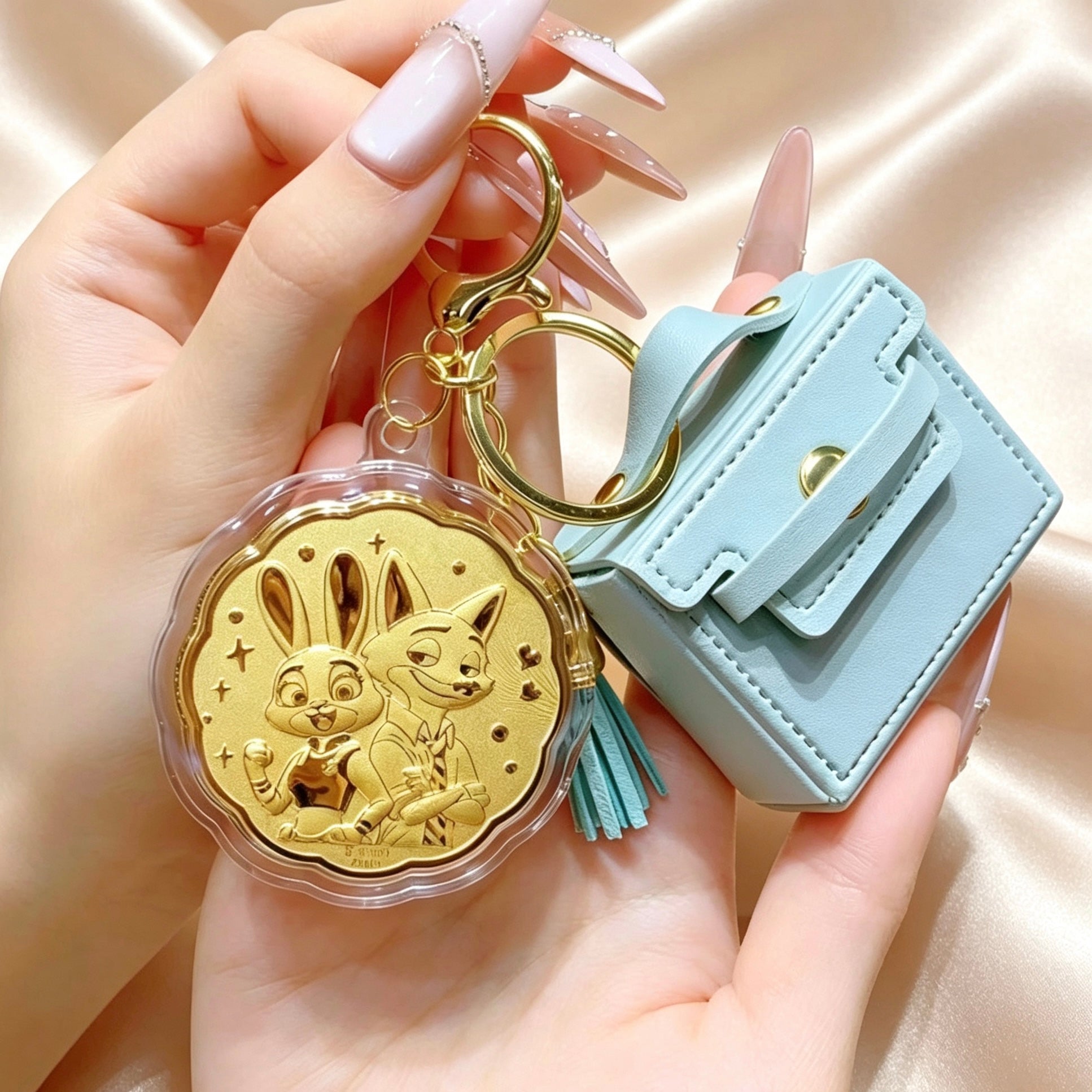 Lucky Year Keychain – Pure Gold 999 Cartoon Pendant