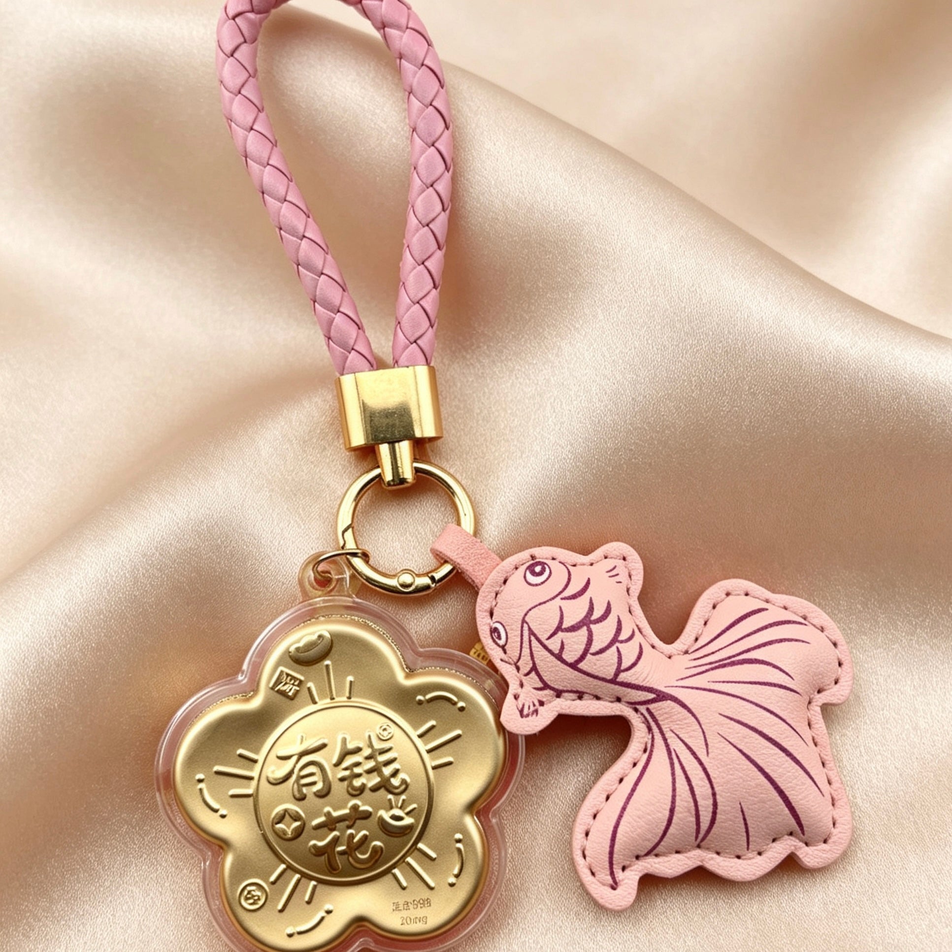 Four-Leaf Clover Wealth Keychain – Lucky Fortune Pendant