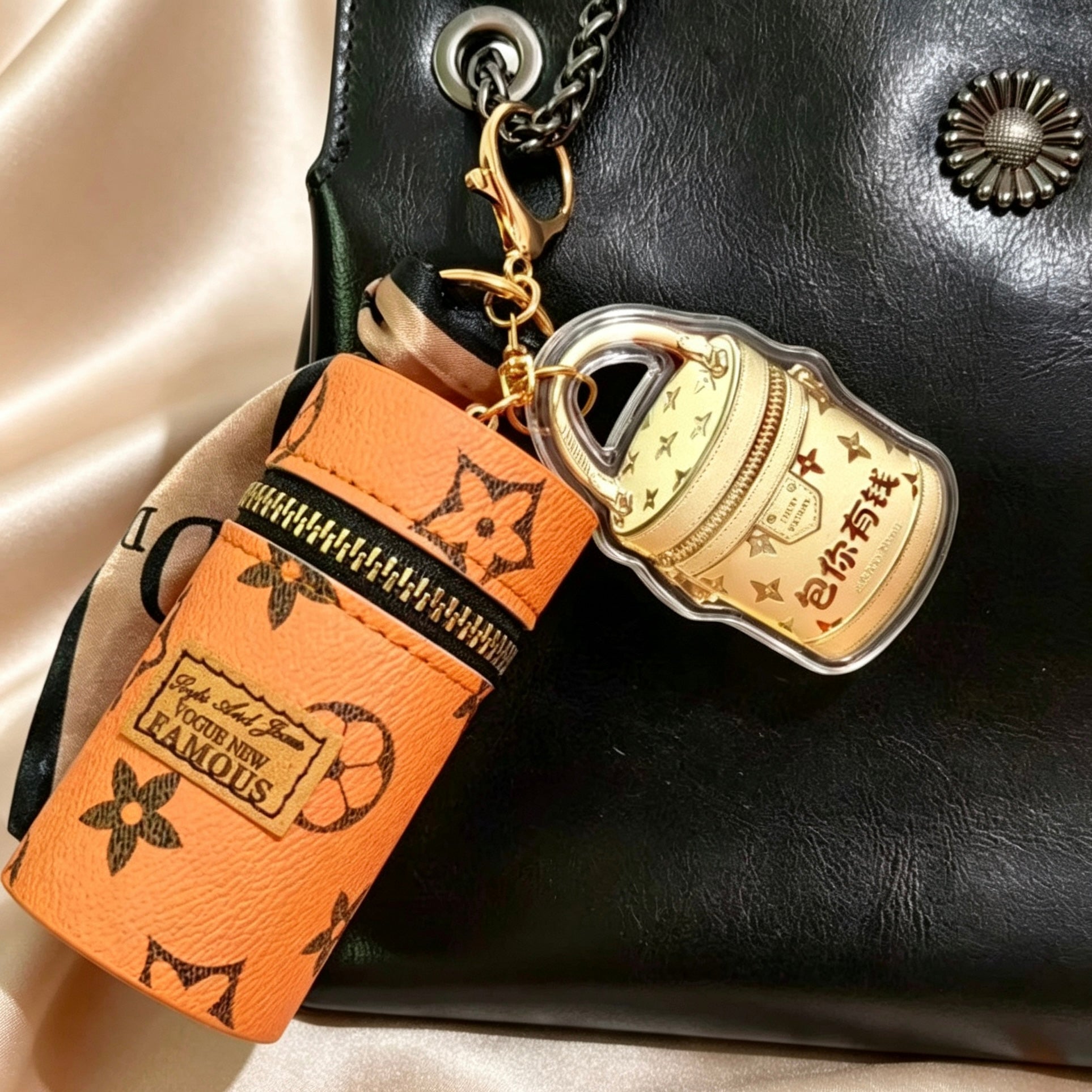 Lucky Wealth Bucket Bag Keychain – Pure Gold Prosperity Charm