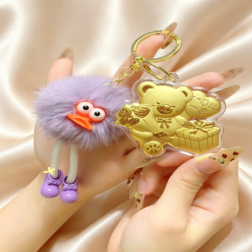 Cartoon Phone Charm Keychain – Cute Lucky Pendant Collection