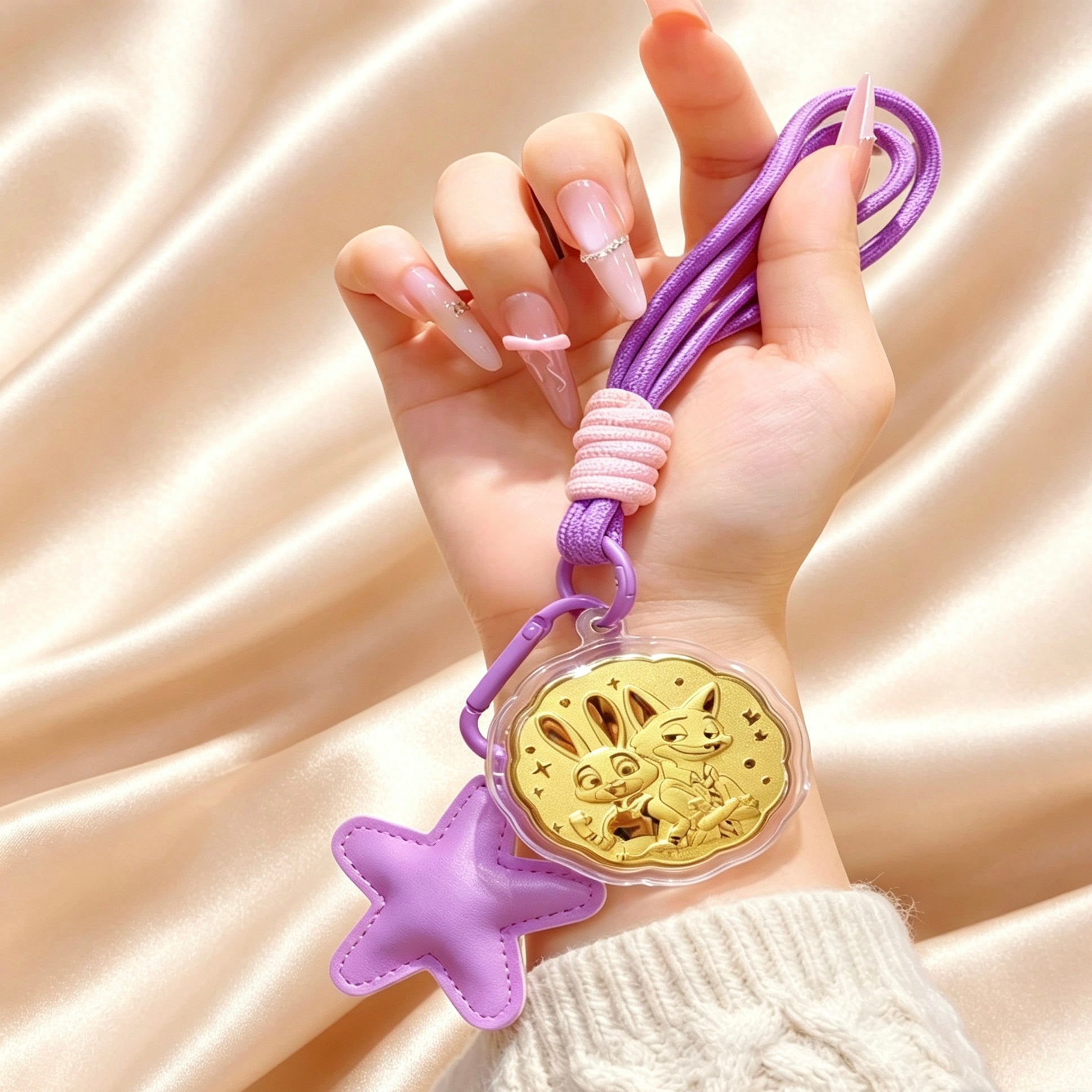 Lucky Year Keychain – Pure Gold 999 Cartoon Pendant