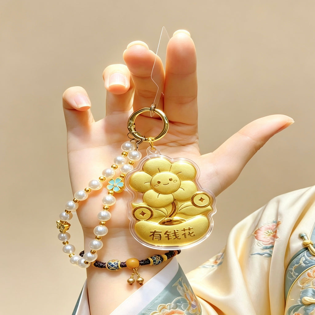 Pure Gold “Money to Spend” Keychain – Auspicious Feng Shui Lucky Charm